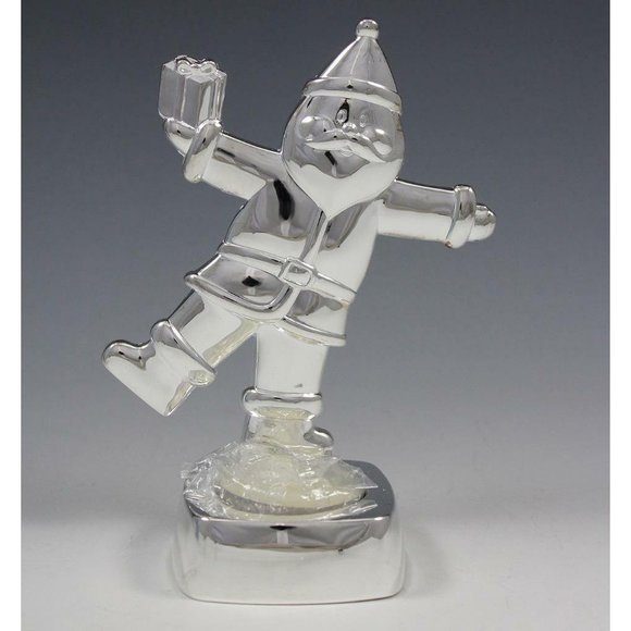 Harvey Lewis Regent Square Silver Plated Santa Candle Holder w/Candle 5.5" - Picture 2 of 8